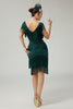 Load image into Gallery viewer, Sparkly Burgundy Bodycon Sequins Flapper Dress with Fringes