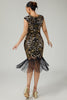 Load image into Gallery viewer, Sparkly Bodycon Black Golden Sequins Floral 1920s Flapper Dress with Fringes