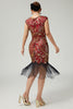 Load image into Gallery viewer, Sparkly Bodycon Black Golden Sequins Floral 1920s Flapper Dress with Fringes
