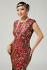 Load image into Gallery viewer, Sparkly Bodycon Black Golden Sequins Floral 1920s Flapper Dress with Fringes