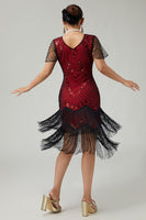 Load image into Gallery viewer, Sparkly Black Golden Bodycon Fringed 1920s Flapper Dress with Beading