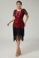 Load image into Gallery viewer, Sparkly Black Golden Bodycon Fringed 1920s Flapper Dress with Beading