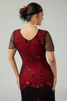 Load image into Gallery viewer, Sparkly Black Golden Bodycon Fringed 1920s Flapper Dress with Beading