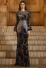 Load image into Gallery viewer, Sparkly Black Golden Mermaid Long Sleeves Sequins Mother of the Bride Dress