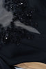 Load image into Gallery viewer, Black Illusion Boat Neck Mermaid Long Sleeves Mother of the Bride Dress with Appliques