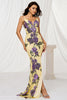Load image into Gallery viewer, Sparkly Yellow Mermaid Floral Long Prom Dress with Slit