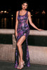 Load image into Gallery viewer, Sparkly Purple Mermaid Scoop Neck Long Prom Dress with Slit