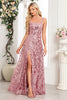 Load image into Gallery viewer, Sparkly Black A Line Long Sequin Prom Dress with Slit