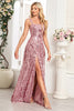 Load image into Gallery viewer, Sparkly Black A Line Long Sequin Prom Dress with Slit