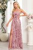 Load image into Gallery viewer, Sparkly Black A Line Long Sequin Prom Dress with Slit