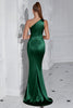 Load image into Gallery viewer, Burgundy One Shoulder Mermaid Maxi Prom Dress with Slit