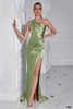Load image into Gallery viewer, Burgundy One Shoulder Mermaid Maxi Prom Dress with Slit