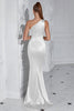 Load image into Gallery viewer, Burgundy One Shoulder Mermaid Maxi Prom Dress with Slit