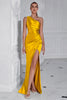 Load image into Gallery viewer, Burgundy One Shoulder Mermaid Maxi Prom Dress with Slit