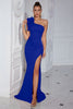 Load image into Gallery viewer, Simple Red Ruffled Mermaid One Shoulder Long Prom Dress with Slit