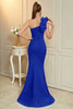 Load image into Gallery viewer, Simple Red Ruffled Mermaid One Shoulder Long Prom Dress with Slit