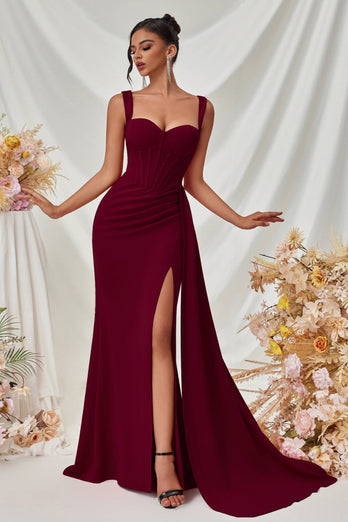 Simple Black Long Mermaid Prom Dress with Side Cape