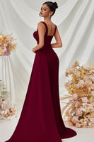 Load image into Gallery viewer, Simple Black Long Mermaid Prom Dress with Side Cape