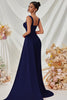 Load image into Gallery viewer, Simple Black Long Mermaid Prom Dress with Side Cape