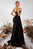 Load image into Gallery viewer, Sparkly Black Mermaid Spaghetti Straps Maxi Prom Dress with Side Cape