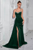 Load image into Gallery viewer, Sparkly Black Mermaid Spaghetti Straps Maxi Prom Dress with Side Cape