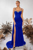 Load image into Gallery viewer, Sparkly Black Mermaid Spaghetti Straps Maxi Prom Dress with Side Cape