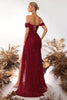Load image into Gallery viewer, Sparkly Burgundy Corset Off the Shoulder Long Sequin Prom Dress with Slit