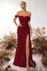 Load image into Gallery viewer, Sparkly Burgundy Corset Off the Shoulder Long Sequin Prom Dress with Slit