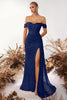 Load image into Gallery viewer, Sparkly Burgundy Corset Off the Shoulder Long Sequin Prom Dress with Slit
