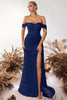 Load image into Gallery viewer, Sparkly Burgundy Corset Off the Shoulder Long Sequin Prom Dress with Slit