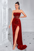 Load image into Gallery viewer, Navy Mermaid Strapless Long Corset Prom Dress with Slit