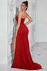 Load image into Gallery viewer, Simple Red Mermaid Strapless Long Corset Prom Dress with Slit
