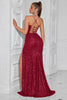Load image into Gallery viewer, Sparkly Golden Spaghetti Straps Long Sequin Prom Dress with Slit