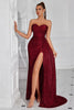 Load image into Gallery viewer, Sparkly Burgundy Sweetheart Long Sequin Prom Dress with Side Cape