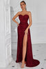 Load image into Gallery viewer, Sparkly Burgundy Sweetheart Long Sequin Prom Dress with Side Cape