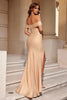 Load image into Gallery viewer, Simple Burgundy Mermaid Off the Shoulder Long Prom Dress with Slit