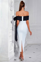 Load image into Gallery viewer, White Mermaid Off the Shoulder Prom Dress with Slit