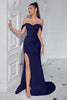 Load image into Gallery viewer, Blush Mermaid Off the Shoulder Long Corset Prom Dress with Slit