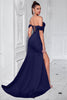 Load image into Gallery viewer, Blush Mermaid Off the Shoulder Long Corset Prom Dress with Slit