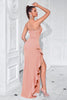 Load image into Gallery viewer, Black Ruffled One Shoulder Mermaid Long Prom Dress with Slit