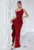 Load image into Gallery viewer, Black Ruffled One Shoulder Mermaid Long Prom Dress with Slit
