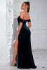 Load image into Gallery viewer, Dark Green Mermaid Off The Shoulder Velvet Long Corset Prom Dress with Slit