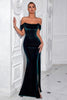 Load image into Gallery viewer, Dark Green Mermaid Off The Shoulder Velvet Long Corset Prom Dress with Slit