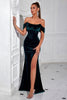 Load image into Gallery viewer, Dark Green Mermaid Off The Shoulder Velvet Long Corset Prom Dress with Slit