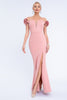 Load image into Gallery viewer, Blush Off The Shoulder Mermaid Long Prom Dress with 3D Flowers