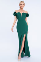 Load image into Gallery viewer, Blush Off The Shoulder Mermaid Long Prom Dress with 3D Flowers