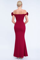 Load image into Gallery viewer, Blush Off The Shoulder Mermaid Long Prom Dress with 3D Flowers
