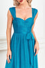 Load image into Gallery viewer, Blue Sweetheart A Line Ruched Sash Long Prom Dress with Slit