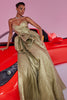 Load image into Gallery viewer, Gold Sweetheart Metallic A Line Long Prom Dress with Bow
