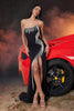 Load image into Gallery viewer, Black Strapless Mermaid Fringed Long Prom Dress with Slit
